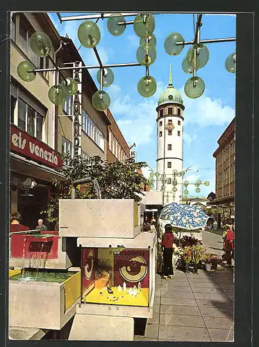 AK Darmstadt, Blick in die Ernst-Ludwig-Strasse und Weisser Turm