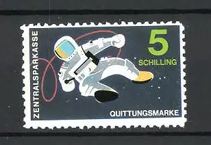 Reklamemarke Zentralsparkasse Quittungsmarke, Astronaut im Weltall