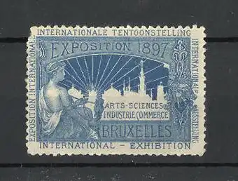 Reklamemarke Bruxelles Intern. Ausstellung Industrie Commerce Arts Sciences 1897