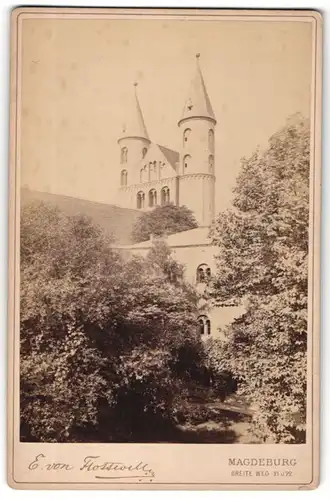 Fotografie E. von Flottwell, Magdeburg, Ansicht Magdeburg, Klostergarten & Liebfrauenkirche