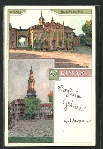 Künstler-AK Albert Stagura: Weimar, Schloss Belvedere