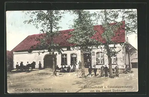 AK Wiehe i. Westf., Schenkwirtschaft und Colonialwarenhandlg. von Ww. Leopold Stockmann