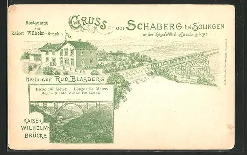 Lithographie Schaberg, Restaurant zur Kaiser Wilhelm-Brücke