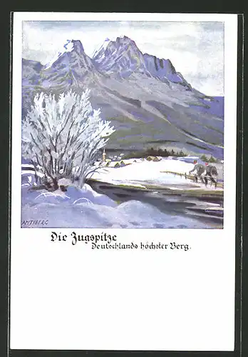 Künstler-AK Otto Amtsberg: Zugspitze im Winter