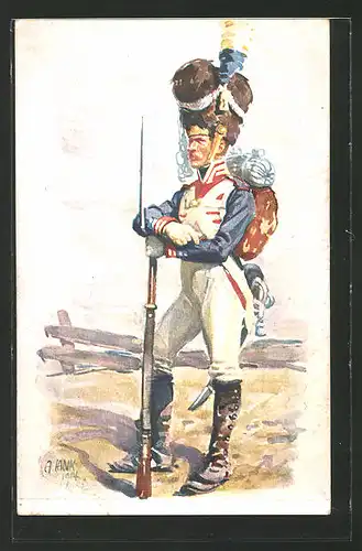 Künstler-AK Angelo Jank: Hundertjahrfeier des K. B. Infanterie-Leibregiments, historische Uniform, Bajonett