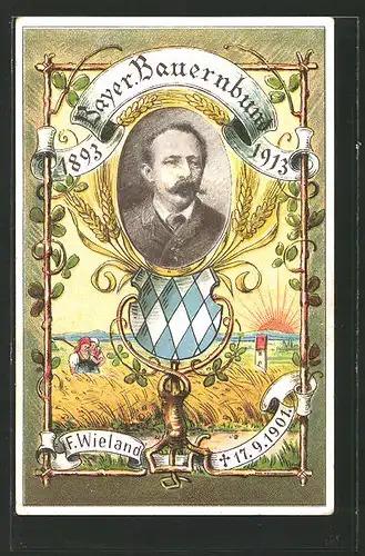 AK Portrait F. Wieland, Bayer. Bauernbund 1893-1913