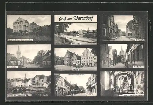 AK Warendorf, Münstertor, Markt, Klosterstrasse, Freckenhorsterstrasse