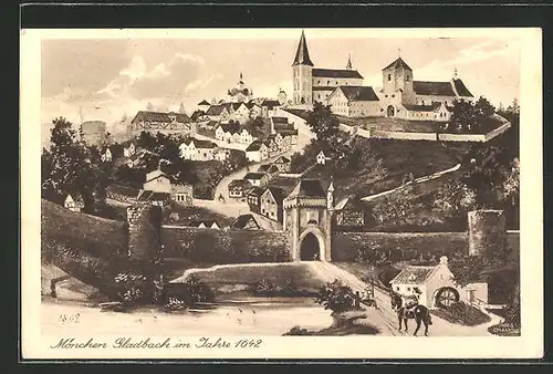 AK Mönchen Gladbach, Panorama im Jahre 1642