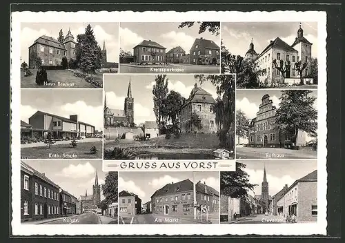 AK Vorst, Kuhstrasse, Clevenstrasse, Haus Brempt, Kath. Schule