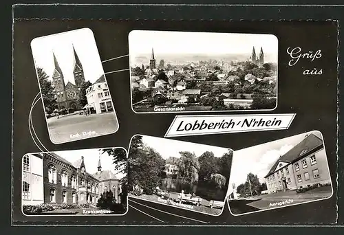 AK Lobberich / Nrhein., Gesamtansicht, Kath. Kirche, Burg Ingenhoven & Krankenhaus