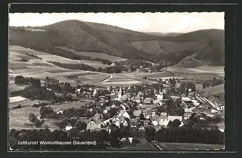 AK Wenholthausen / Sauerland, Ortspanorama aus der Vogelschau