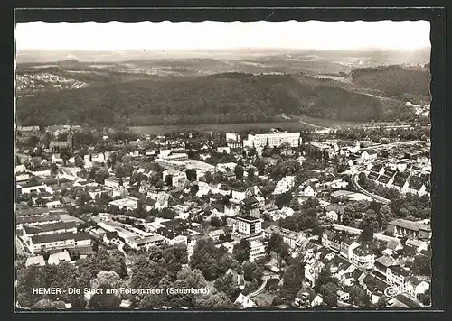 AK Hemer, Die Stadt am Felsenmeer, Luftbild, Ortsansicht