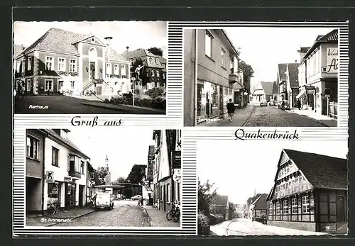 AK Quakenbrück, Rathaus, St. Annenstrasse, Langestrasse, Grosse Mühlenstrasse