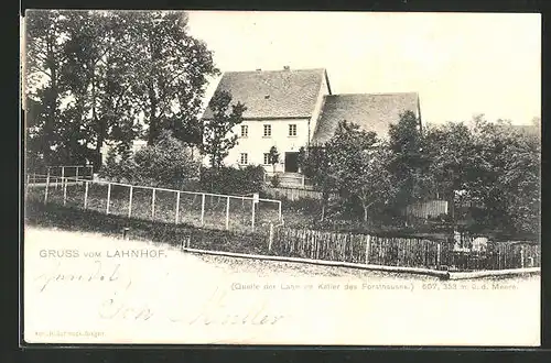 AK Netphen, Gasthof Forsthaus Lahnhof, Quelle der Lahn im Keller