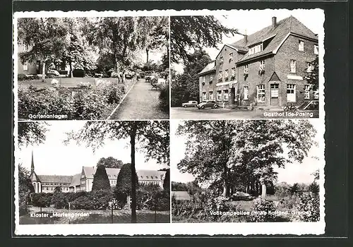 AK Burlo / Westf., Kloster "Mariengarden", Gartenanlage, Gasthof Ide-Pasing, Vosskampsallee