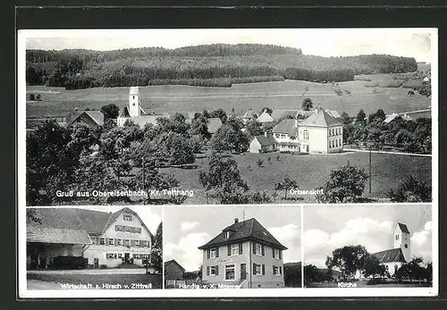 AK Obereisenbach, Kirche, Handlung v. X. Mesmer, Gasthaus zum Hirsch