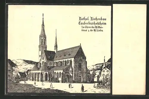 AK Tauberbischofsheim, Katholischer Kirchenbau Hl. Martinus, Hl. Lioba