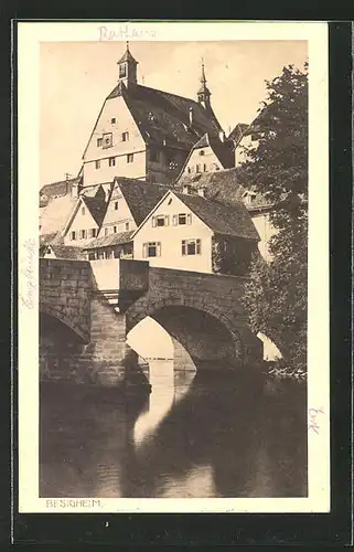 AK Besigheim, Flusspartie mit Brücke