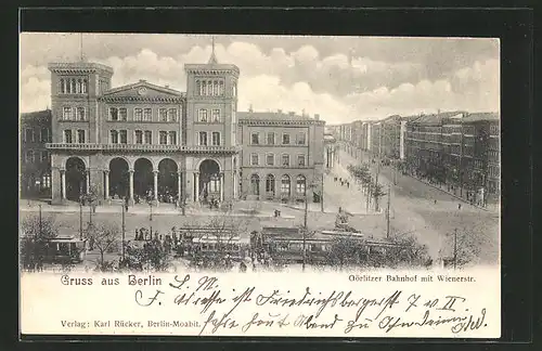 AK Berlin-Kreuzberg, Görlitzer Bahnhof mit Blick in die Wienerstrasse