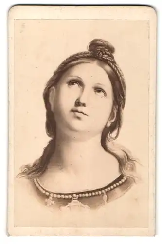 Fotografie Gemälde von Raphael, Kopf der heiligen Caecilie, Gez. von Prof. Schurig