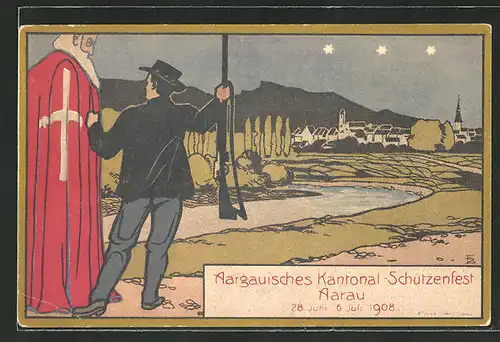 AK Aarau, Aargauisches Kantonal-Schützenfest 1908, Schütze und Geistlicher, Schützenverein