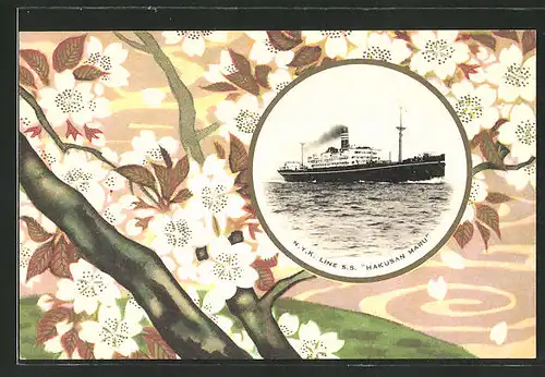 AK Nippon Yusen Kaisha S.S. "Hakusan Maru", blühender Kirschzweig