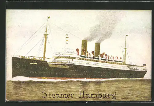 AK Passagierschiff "Hamburg" unter Volldampf