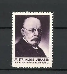 Reklamemarke Porträt Mistr Alois Jirasek