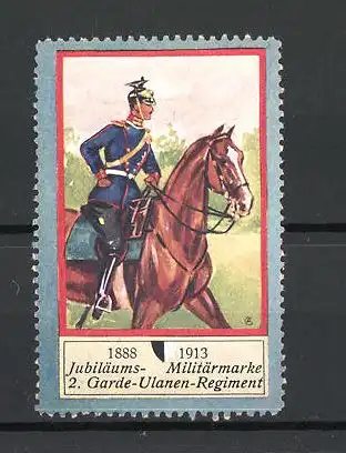 Reklamemarke Soldat auf Pferd vom 2. Garde-Ulanen-Regiment