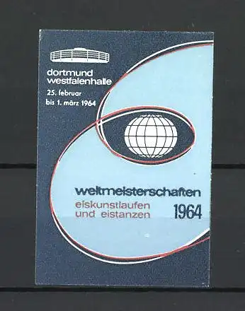 Reklamemarke Dortmund, Westfalenhalle, Weltmeisterschaften im Eiskunstlaufen 1964