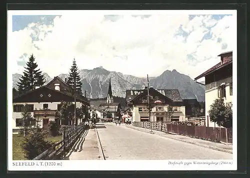 AK Seefeld, Dorfstrasse gegen Wettersteingebirge