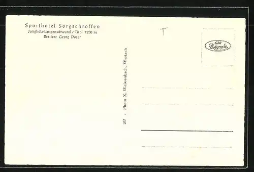 AK Jungholz-Langenschwand, Sporthotel Sorgschroffen