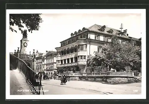 AK Kufstein, Strassenpartie am Hotel Egger