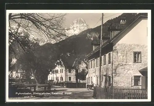 AK Hinterstoder, Gasthof Post mit Bergpanorama