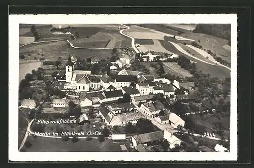 AK St. Martin im Mühlkreis, Totalansicht, Fliegeraufnahme