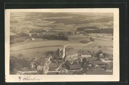 AK Schardenberg, Fliegeraufnahme der Kirche