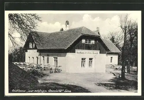 AK Linz, Am Gasthaus "zur schönen Aussicht", Inh. Arthur Hagenburg