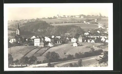 AK Pregarten, Ortsansicht mit Wartberg