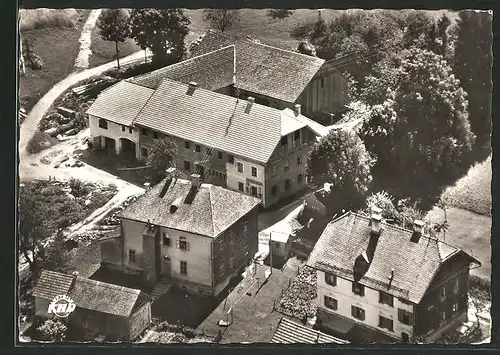 AK Julbach, Gasthaus & Pension Hinterschiffl aus der Vogelschau