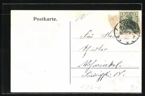 AK Müngsten, 150 jähr. Fichtenallee, Zerstörung durch Unwetter am 14. Aug. 1906