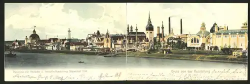 Klapp-AK Düsseldorf, Gewerbe & Industrie-Ausstellung 1902, Panorama