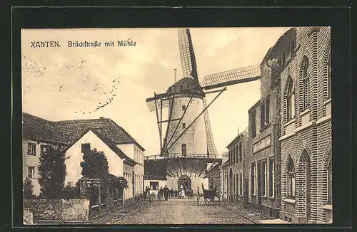 AK Xanten, Brückstrasse mit Windmühle