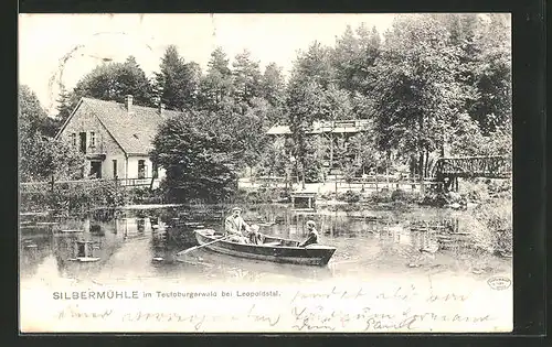 AK Leopoldstal, Gasthaus Silbermühle mit Gondelteich