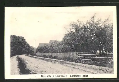 AK Schätzendorf / Lüneburger Heide, Partie an der Dorfstrasse