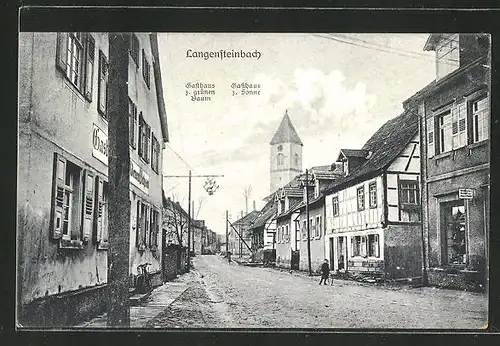 AK Langensteinbach, Gasthaus zum grünen Baum, Gasthaus zur Sonne