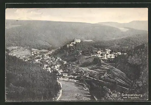 AK Schwarzburg, Totalansicht vom Trippstein aus