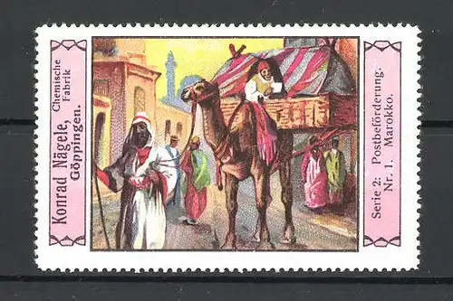 Reklamemarke Postbeförderung mit Kamel in Marokko