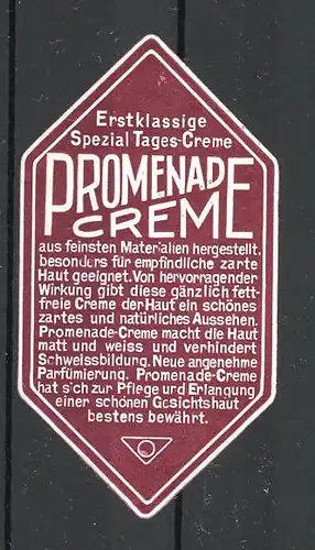Reklamemarke Promenade - Creme, fettfrei für die Haut