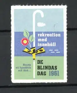 Reklamemarke Der Blindentag 1961, Blindenstock mit Blume