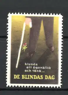 Reklamemarke Der Blindentag, Mann mit Blindenstock